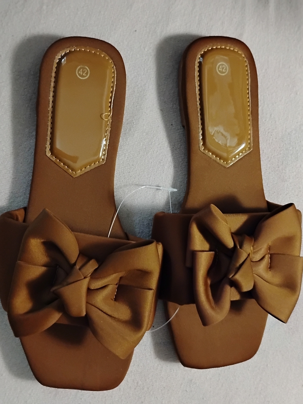 Women’s Brown Bow Slide Sandals - Elegant Casual Slip-Ons